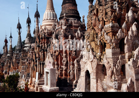 Myanmar Birmania, stato Shan, Kakku Stupa, Pagoda buddista Foto Stock