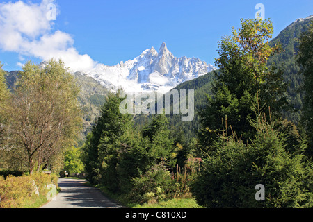 Picco frastagliate vicino a Chamonix-Mont-Blanc in Alta Savoia departement nella regione Rhône-Alpes di sud-est della Francia. Foto Stock