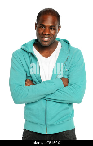 African American uomo in abiti casual isolate su sfondo bianco Foto Stock