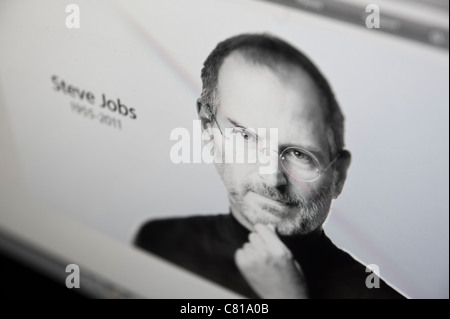 Una fotografia di Apple co-fondatore Steve Jobs Grazie per la home page del sito web di Apple Foto Stock