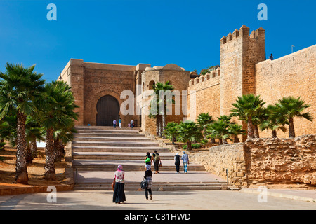 Il Marocco, Rabat, Mura della Kasbah des Oudaias Foto Stock