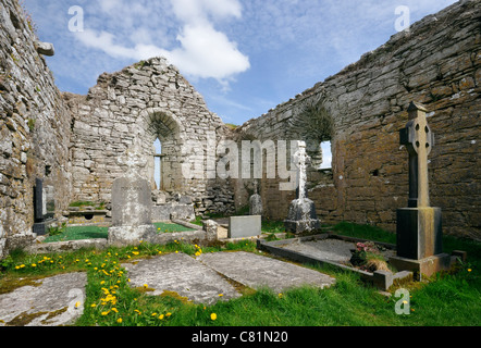 Xiii secolo Carron chiesa in The Burren, Co. Clare, Irlanda vista interna Foto Stock