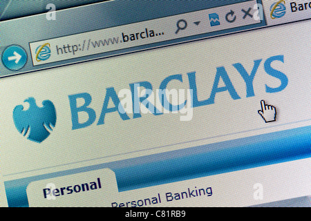 Barclays Bank logo e sito web close up Foto Stock