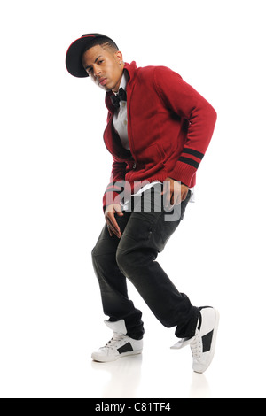 Hip Hop dancer esecuzione isolati su sfondo bianco Foto Stock