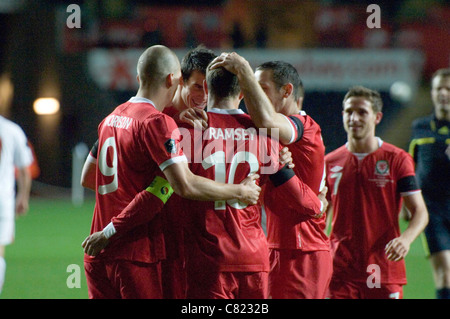 Il Galles v svizzera - Euro 2012 partita di qualificazione @ il Liberty Stadium di Swansea. Foto Stock