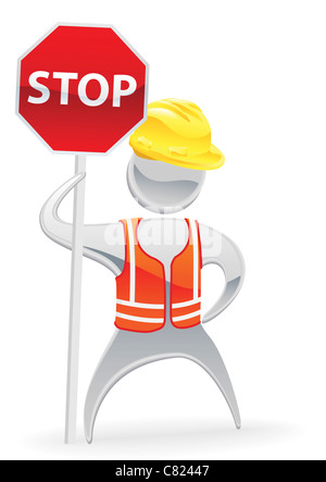 Metallica mascotte cartoon character stop workman concept Foto Stock