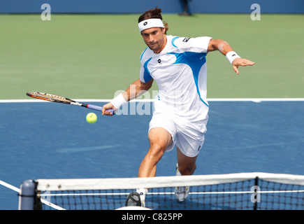 David Ferrer della Spagna in azione a US Open 2011 Foto Stock