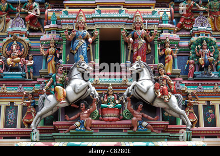 Gopuram del Tempio di Sri Mariamman, Kuala Lumpur , Malaysia Foto Stock