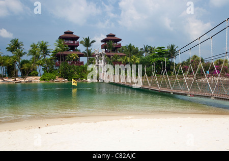 Palawan Beach sull'Isola di Sentosa, Singapore Foto Stock