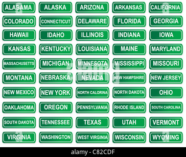 Set completo di Stato americano segni. isolato su sfondo bianco. Foto Stock