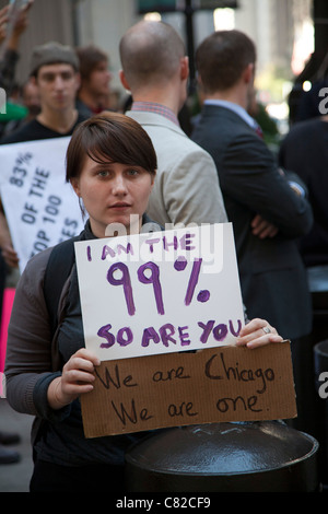 "Occupare Chicago' protestare contro la disuguaglianza economica Foto Stock