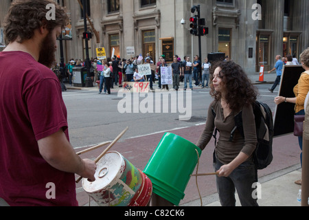 "Occupare Chicago' protestare contro la disuguaglianza economica Foto Stock