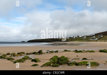 La spiaggia di Dugort su Achill Island nella contea di Mayo chiamato Golden Strand Foto Stock