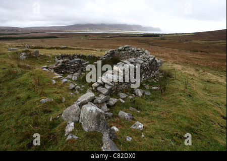 Il villaggio abbandonato di Slievemore su Achill Island nella contea di Mayo Foto Stock