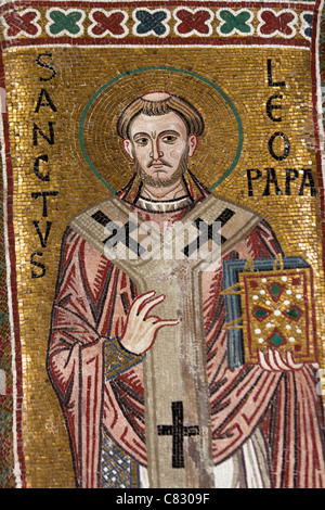 Mosaico nella Cappella Palatina e il Palazzo dei Normanni, Palermo, Sicilia, Italia Foto Stock
