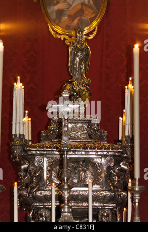 Forziere di argento contenente Santa Rosalia i resti, Cappella di Santa Rosalia, Palermo Foto Stock