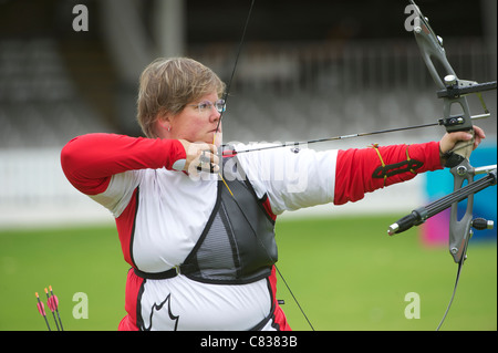 Kateri VRAKKING (CAN), Londra tiro con l'arco classico, parte di Londra si prepara Olympic Test Events, Lords Cricket Ground di Londra Foto Stock