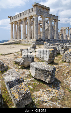 Tempio di Aphaia, Aegina Island, Grecia Foto Stock