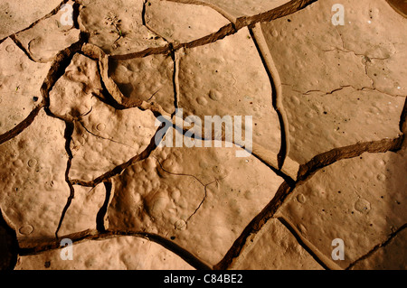 Primo piano di secche e screpolate messa a terra Foto Stock