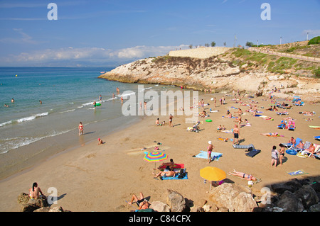 Llenguadets Beach, Salou, Costa Daurada, provincia di Tarragona Catalogna Foto Stock