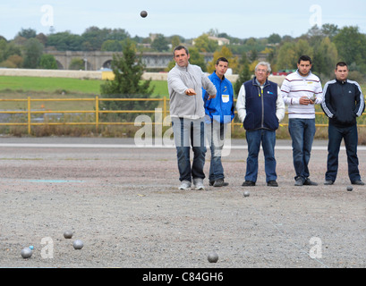 Francese Campionato di bocce,Parthenay ,Deux-Sevres,Francia. Foto Stock