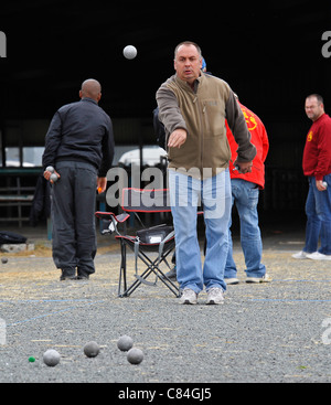 Francese campionati di bocce,Parthenay,Deux-Sevres,Francia Foto Stock