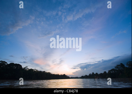 Sungai fiume Kinabatangan, Sabah Borneo, Malaysia Foto Stock