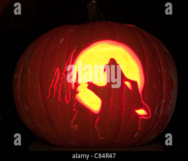 La zucca intagliata per Halloween Foto Stock