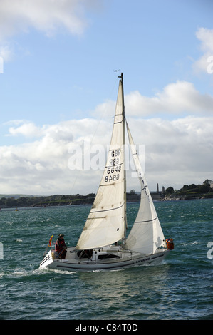 Barca a vela off The Devonshire costa a Plymouth Regno Unito Inghilterra Foto Stock