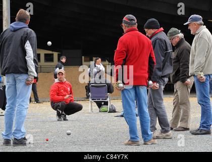 Francese campionati di bocce,Parthenay,Deux-Sevres,Francia. Foto Stock