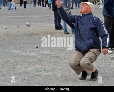 Francese campionati di bocce,Parthenay,Deux-Sevres,Francia. Foto Stock