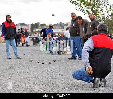 Francese campionati di bocce,Parthenay,Deux-Sevres,Francia Foto Stock