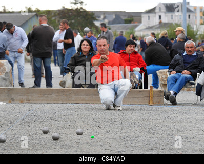 Francese campionati di bocce,Parthenay,Deux-Sevres,Francia. Foto Stock