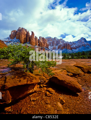 Il Crimson scogliere sono un po' a sud-sud-est di Sedona. Bella spolverata di neve. Marg disegnare area. In Arizona. Stati Uniti d'America Foto Stock