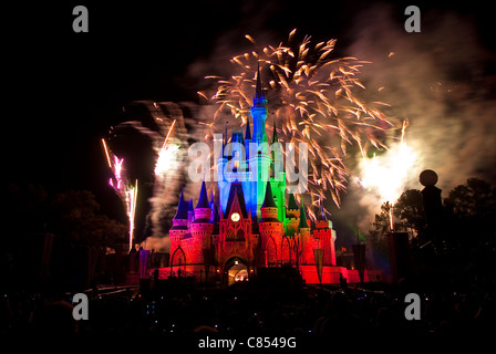 Fuochi d'artificio al Magic Kingdom Orlando Foto Stock