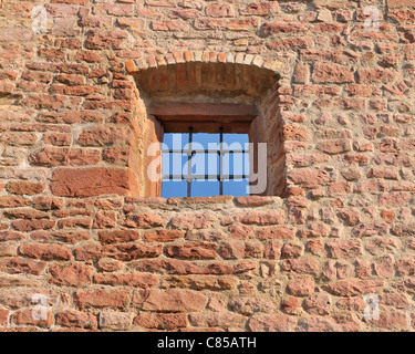 Parete di arenaria e finestra, Wertheim, Baden-Württemberg, Germania Foto Stock