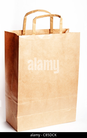 Carta marrone sacchetto shopper, isolato Foto Stock