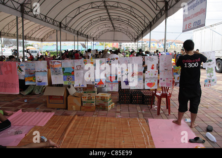 Zona figlio nel diluvio support center in Ayutthaya provincia , della Thailandia Foto Stock