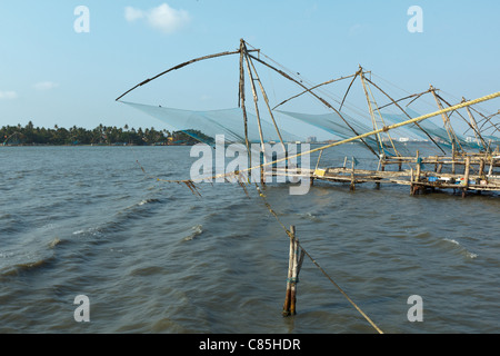 Kochi fishnets cinese. Fort Kochin, Kochi, Kerala, India Foto Stock