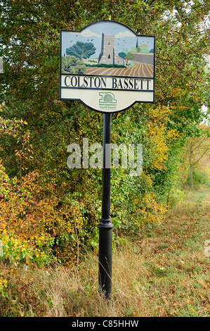 Nottinghamshire Village Sign.Colston Bassett. Foto Stock