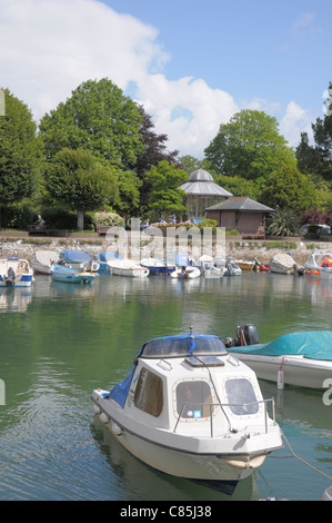 Barche ormeggiate nella barca galleggiante Dartmouth Devon UK Foto Stock