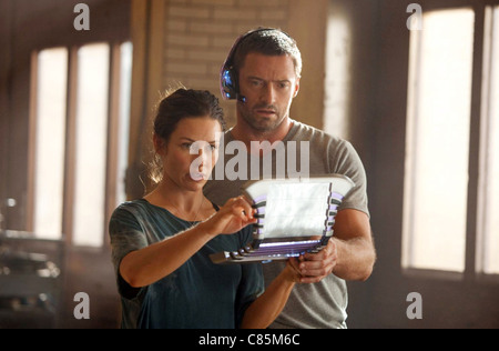 Acciaio reale 2011 DreamWorks fllm con Hugh Jackman e Evangeline Lilly Foto Stock