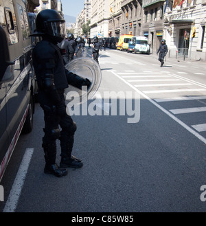 La Polizia antisommossa, Barcellona, Spagna Foto Stock