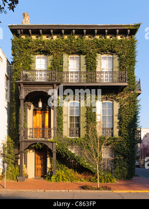 Una casa nel quartiere storico di Savannah Foto Stock
