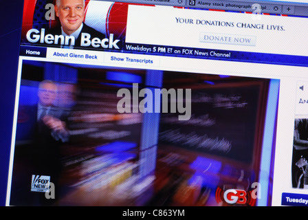 Streaming video live di Glenn Beck's Foxnews mostra sul suo sito web Foto Stock