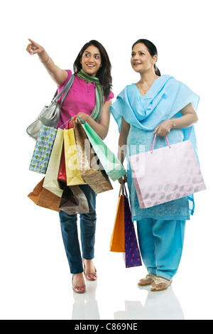 Madre e figlia shopping Foto Stock