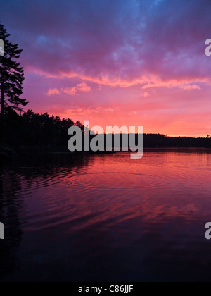 Bellissimo tramonto sul suono Somes in Arcadia Parco Nazionale di ME USA Foto Stock