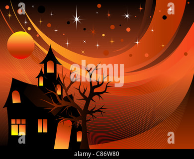 Abstract di vettore di Halloween Tree Background. Foto Stock