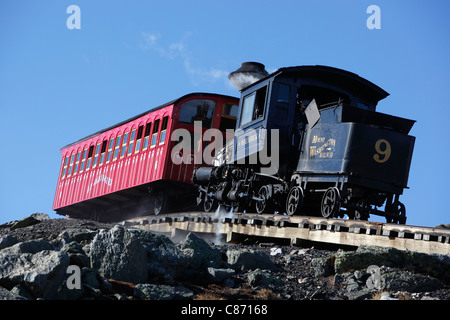 Il Mt. Washington Cog Railway al vertice di lui nel White Mountain National Forest, New Hampshire Foto Stock