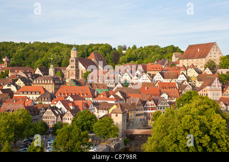 Germania, Baden-Württemberg, Schwabisch Hall, vista del paesaggio urbano Foto Stock